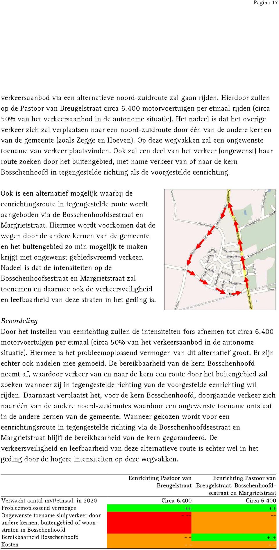 Het nadeel is dat het overige verkeer zich zal verplaatsen naar een noord-zuidroute door één van de andere kernen van de gemeente (zoals Zegge en Hoeven).