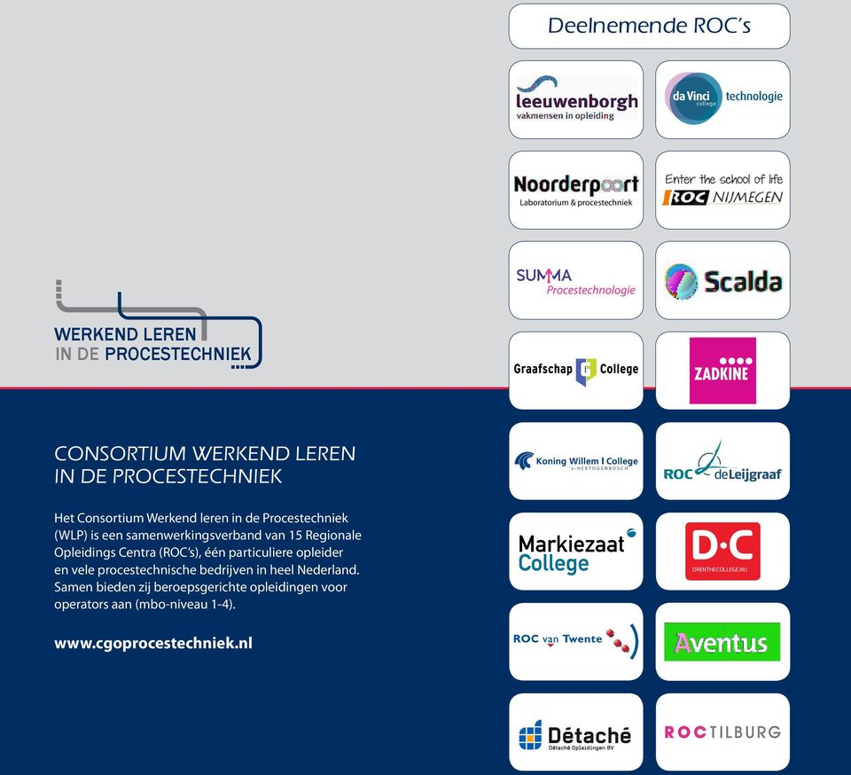 samenwerkingsverband van 15 Regionale Opleidings Centra (ROC s), één particuliere opleider en vele procestechnische bedrijven in