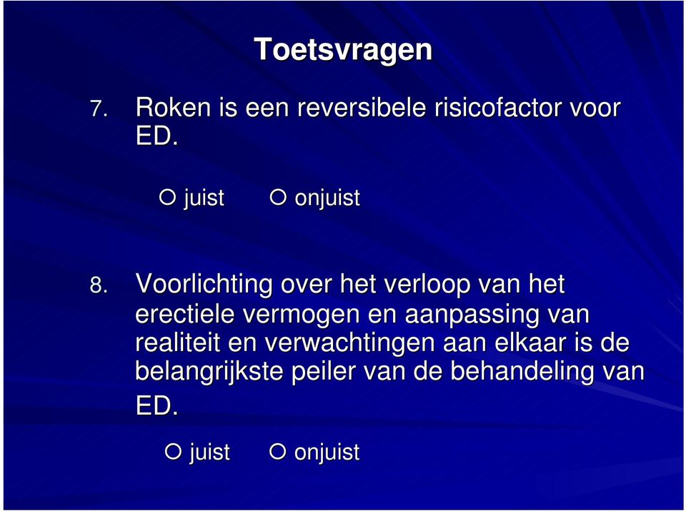 Voorlichting over het verloop van het erectiele vermogen en