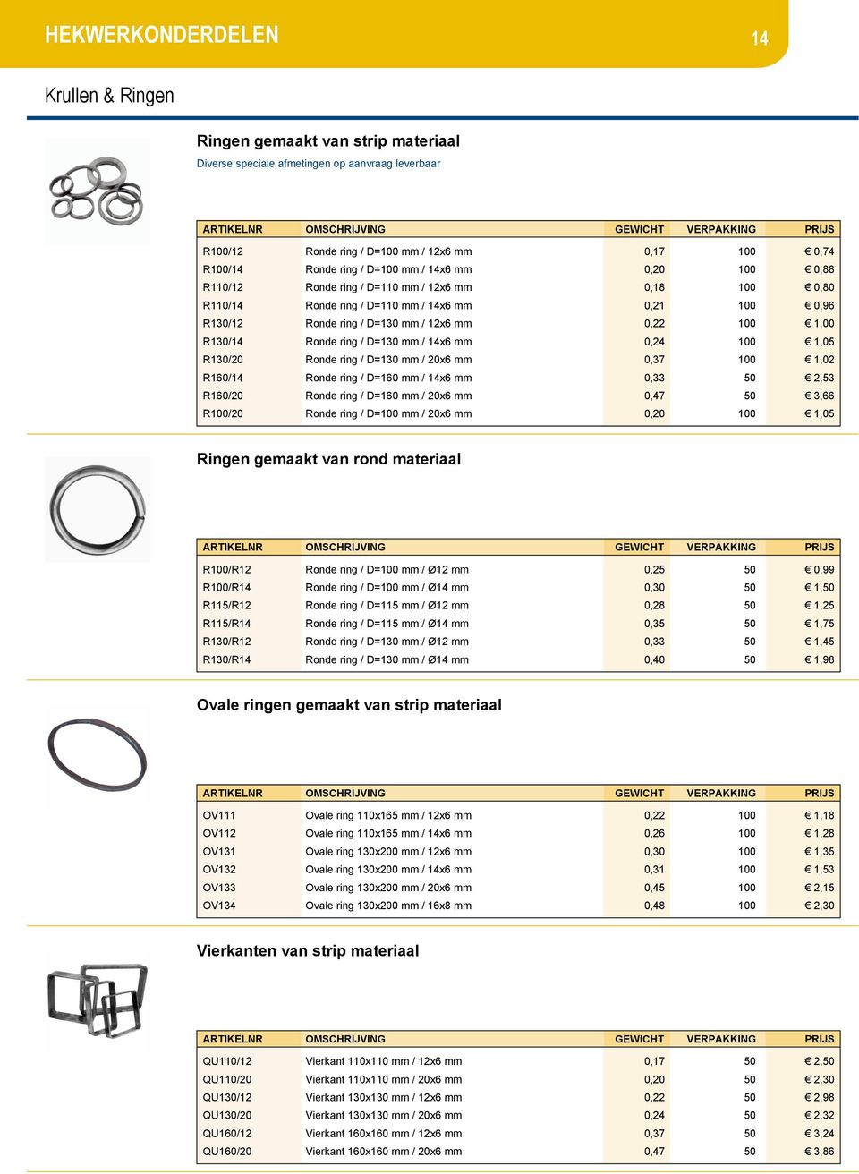 R130/14 Ronde ring / D=130 mm / 14x6 mm 0,24 100 1,05 R130/20 Ronde ring / D=130 mm / 20x6 mm 0,37 100 1,02 R160/14 Ronde ring / D=160 mm / 14x6 mm 0,33 50 2,53 R160/20 Ronde ring / D=160 mm / 20x6