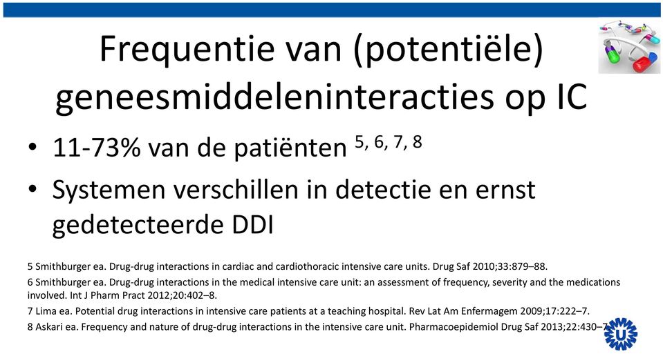 Drug drug interactions in the medical intensive care unit: an assessment of frequency, severity and the medications involved. Int J Pharm Pract 2012;20:402 8. 7 Lima ea.