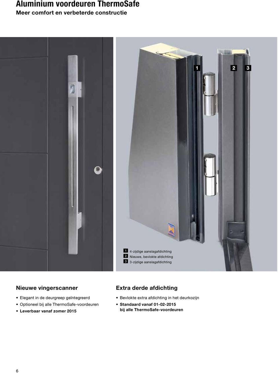 Elegant in de deurgreep geïntegreerd Optioneel bij alle ThermoSafe-voordeuren Extra derde