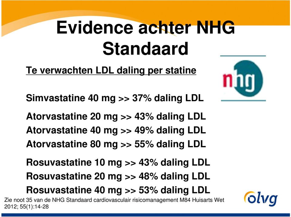 daling LDL Rosuvastatine 10 mg >> 43% daling LDL Rosuvastatine 20 mg >> 48% daling LDL Rosuvastatine 40 mg