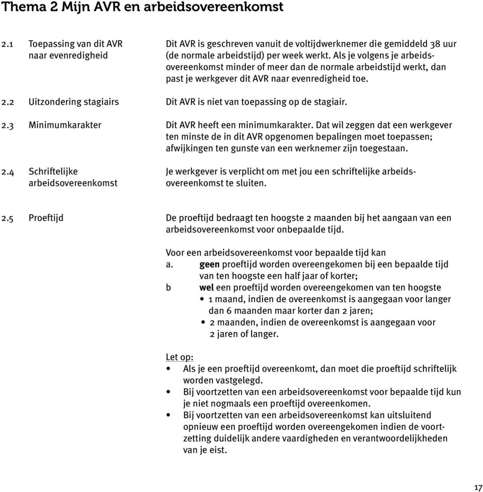 2 Uitzondering stagiairs Dit AVR is niet van toepassing op de stagiair. 2.3 Minimumkarakter Dit AVR heeft een minimumkarakter.