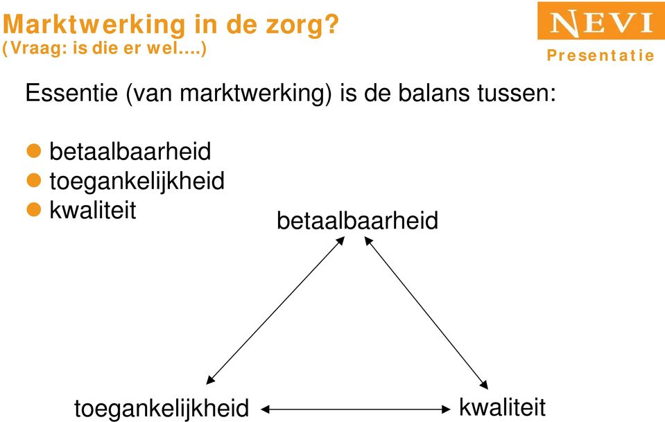 ) Essentie (van marktwerking) is de balans