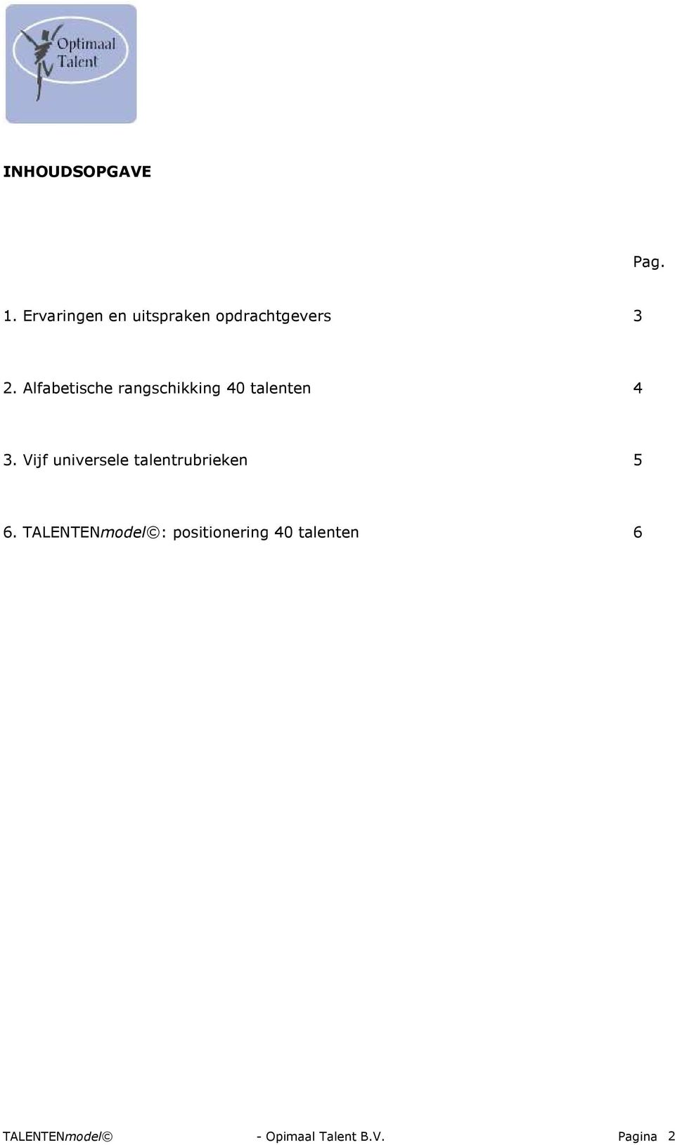 Alfabetische rangschikking 40 talenten 4 3.