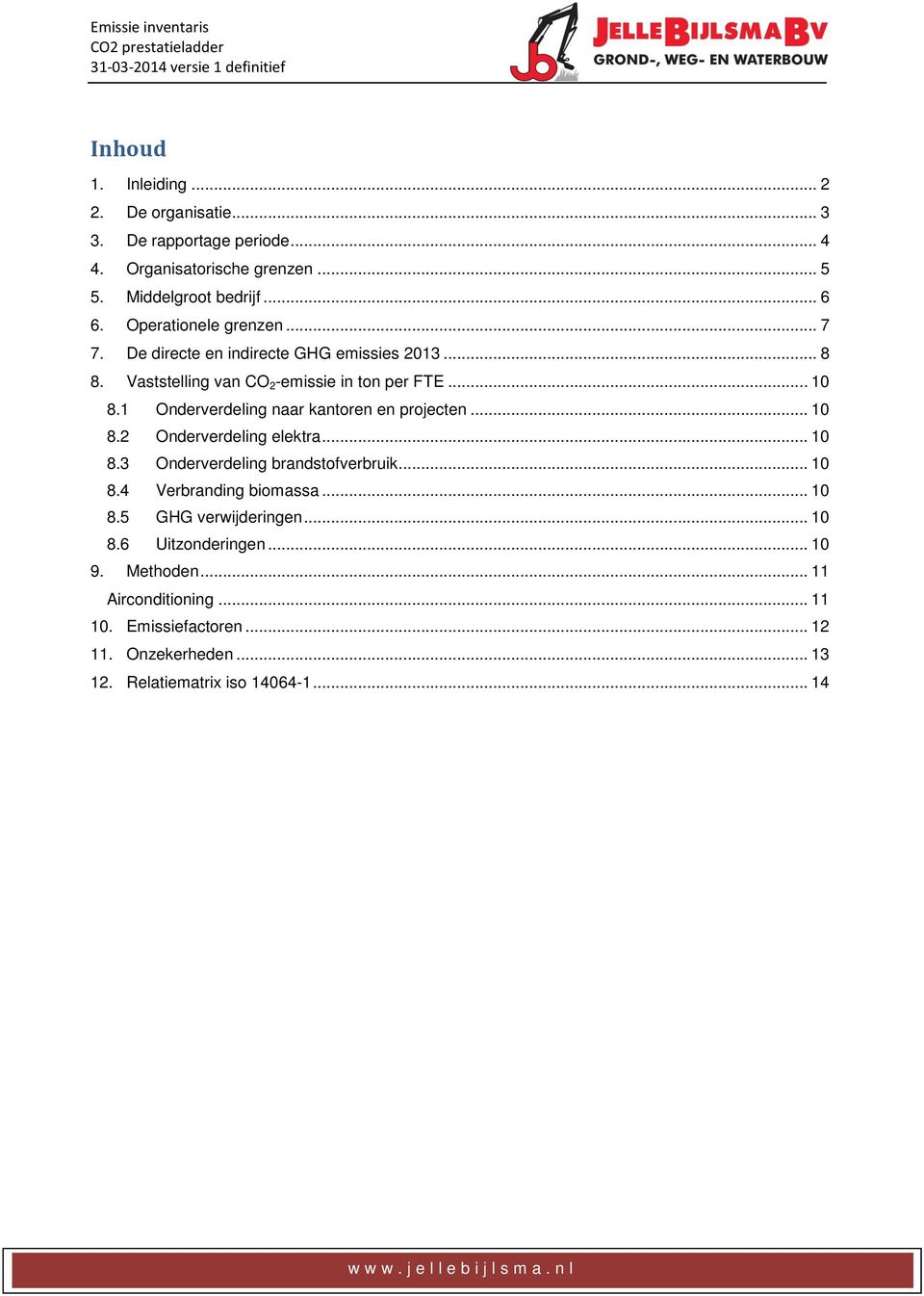 1 Onderverdeling naar kantoren en projecten... 10 8.2 Onderverdeling elektra... 10 8.3 Onderverdeling brandstofverbruik... 10 8.4 Verbranding biomassa... 10 8.5 GHG verwijderingen.