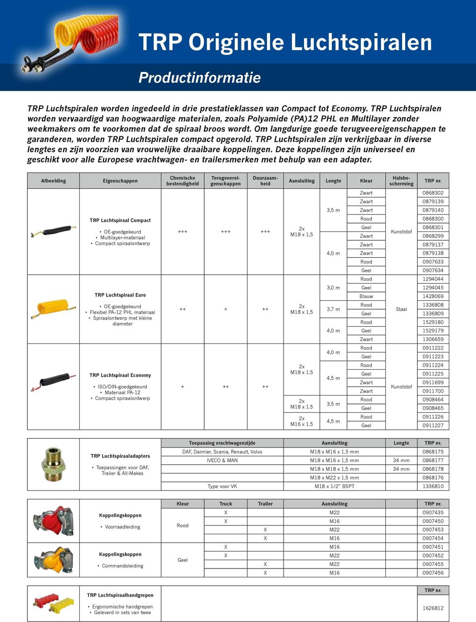 Om langdurige goede terugveereigenschappen te garanderen, worden TRP Luchtspiralen compact opgerold.