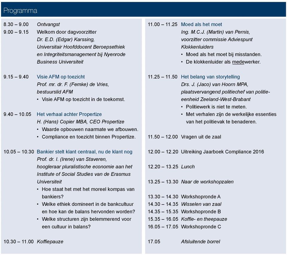 40 Visie AFM op toezicht Prof. mr. dr. F. (Femke) de Vries, bestuurslid AFM Visie AFM op toezicht in de toekomst. 9.40 10.05 Het verhaal achter Propertize H.