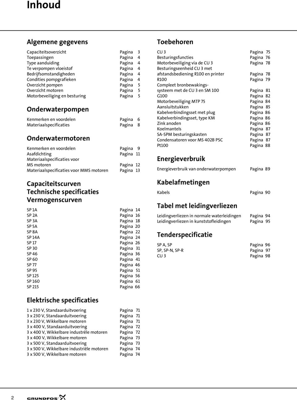 Pagina 9 Asafdichting Pagina 11 Materiaalspecificaties voor MS motoren Pagina 12 Materiaalspecificaties voor MMS motoren Pagina 13 Capaciteitscurven Technische specificaties Vermogenscurven SP 1A