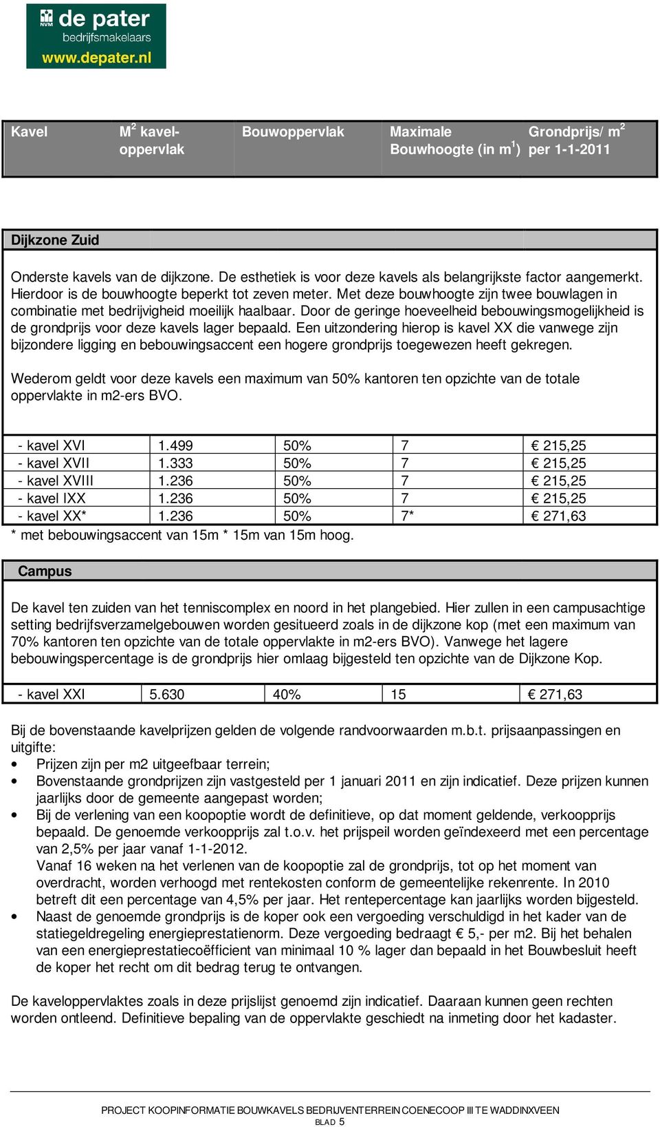 Met deze bouwhoogte zijn twee bouwlagen in combinatie met bedrijvigheid moeilijk haalbaar. Door de geringe hoeveelheid bebouwingsmogelijkheid is de grondprijs voor deze kavels lager bepaald.