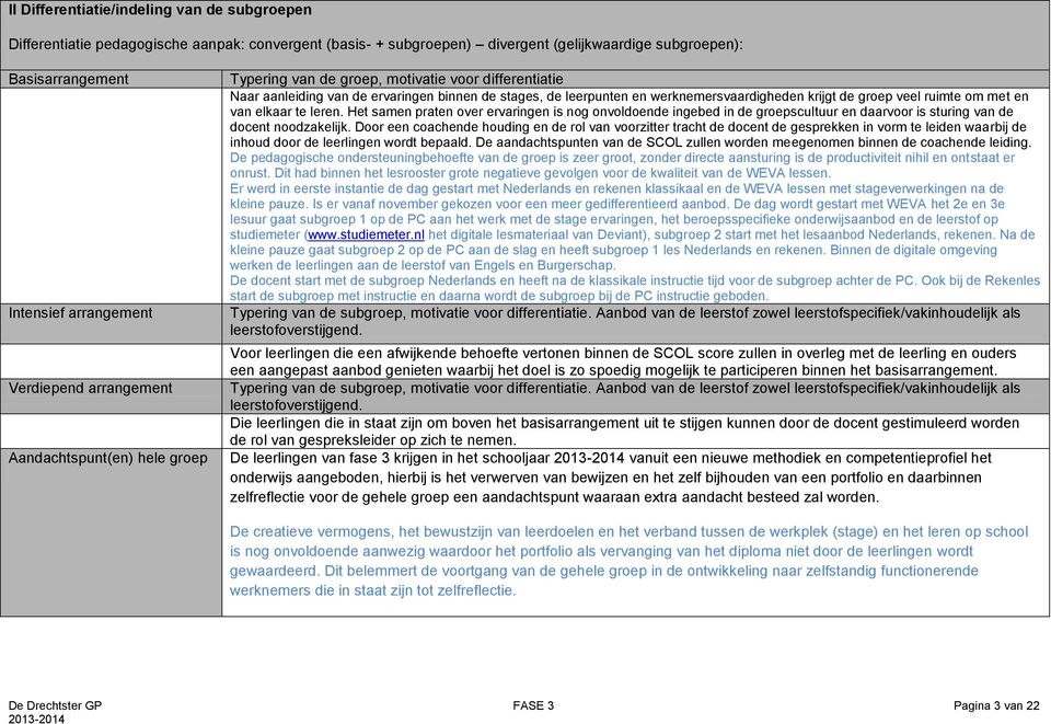 elkaar te leren. Het samen praten over ervaringen is nog onvoldoende ingebed in de groepscultuur en daarvoor is sturing van de docent noodzakelijk.