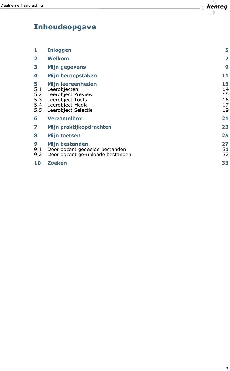 5 Leerobject Selectie 19 6 Verzamelbox 21 7 Mijn praktijkopdrachten 23 8 Mijn toetsen 25 9 Mijn