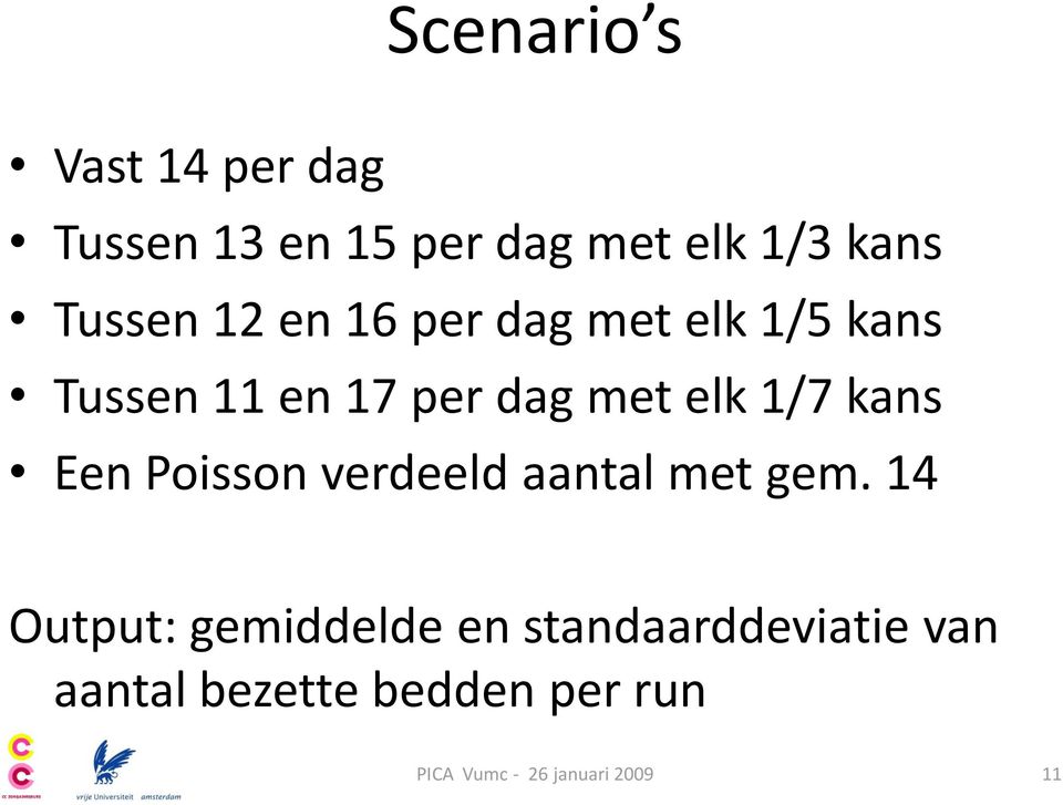 1/7 kans Een Poisson verdeeld aantal met gem.