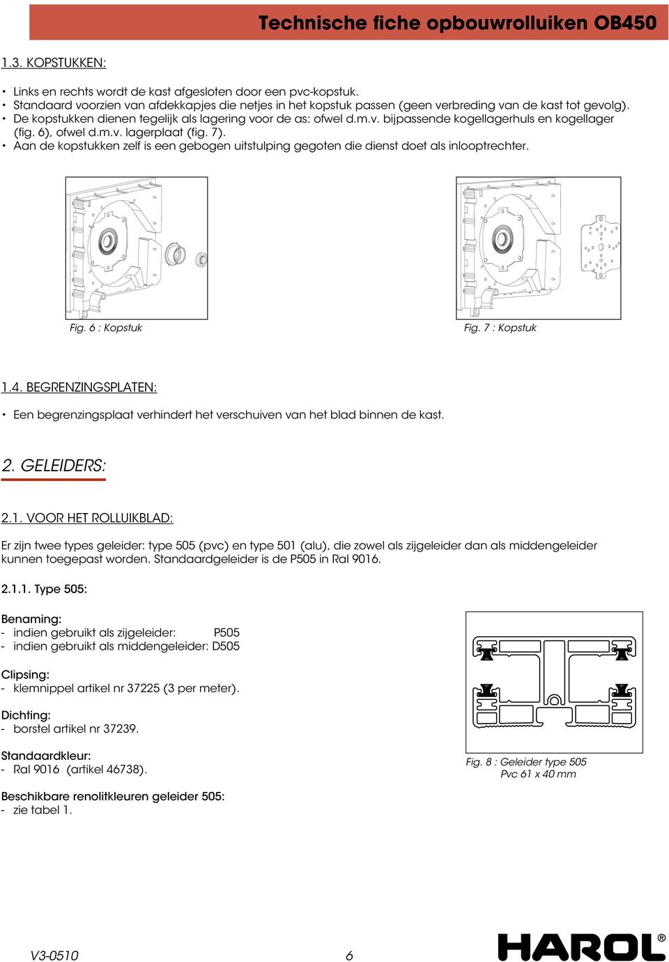 Aan de kopstukken zelf is een gebogen uitstulping gegoten die dienst doet als inlooptrechter. Fig. 6 : Kopstuk Fig. 7 : Kopstuk 1.4.