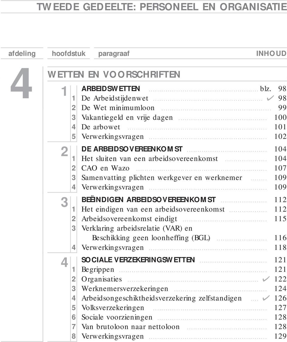 .. 107 3 Samenvatting plichten werkgever en werknemer... 109 4 Verwerkingsvragen... 109 BEËINDIGEN ARBEIDSOVEREENKOMST... 112 1 Het eindigen van een arbeidsovereenkomst.