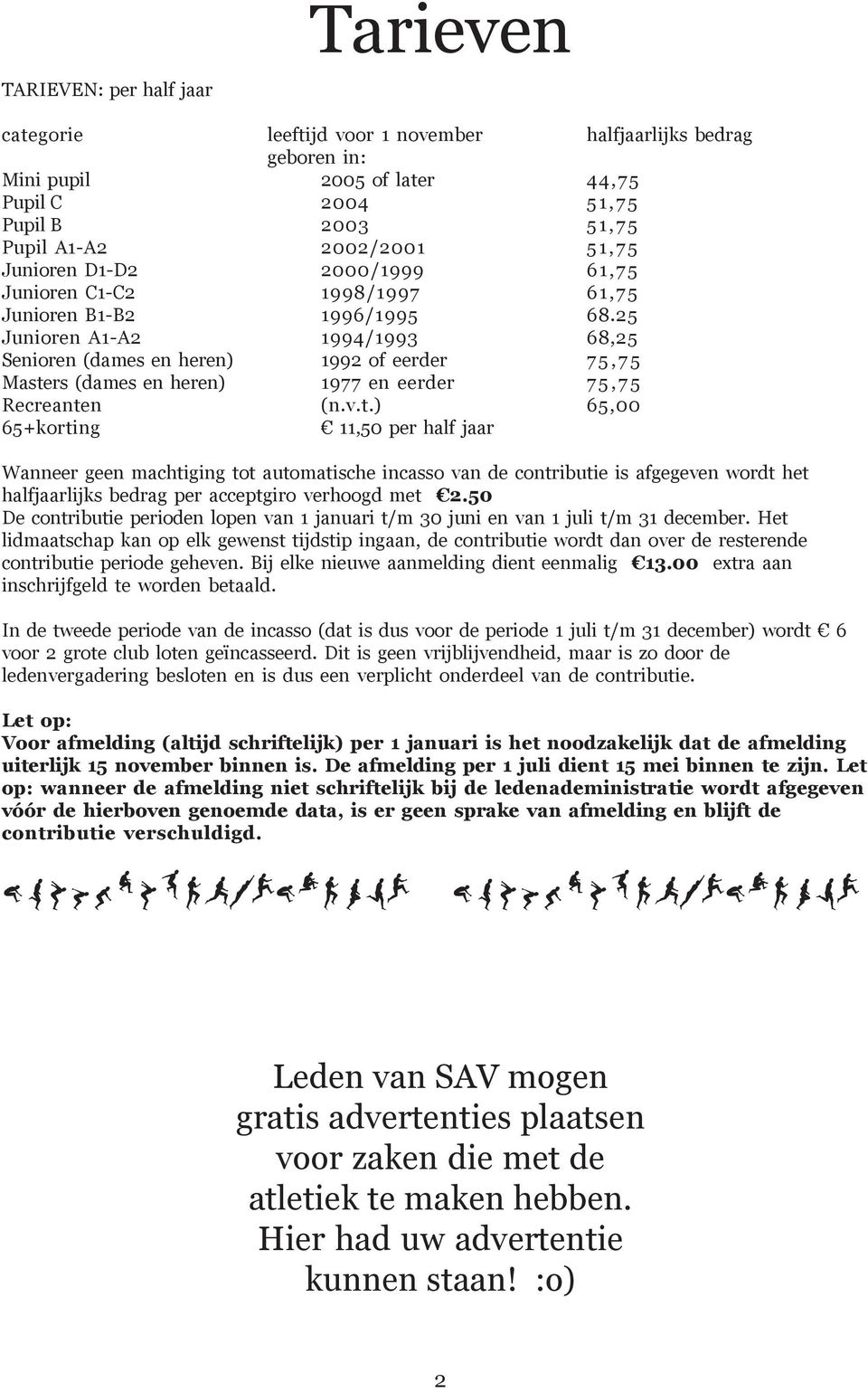 25 Junioren A1-A2 1994/1993 68,25 Senioren (dames en heren) 1992 of eerder 75,75 Maste