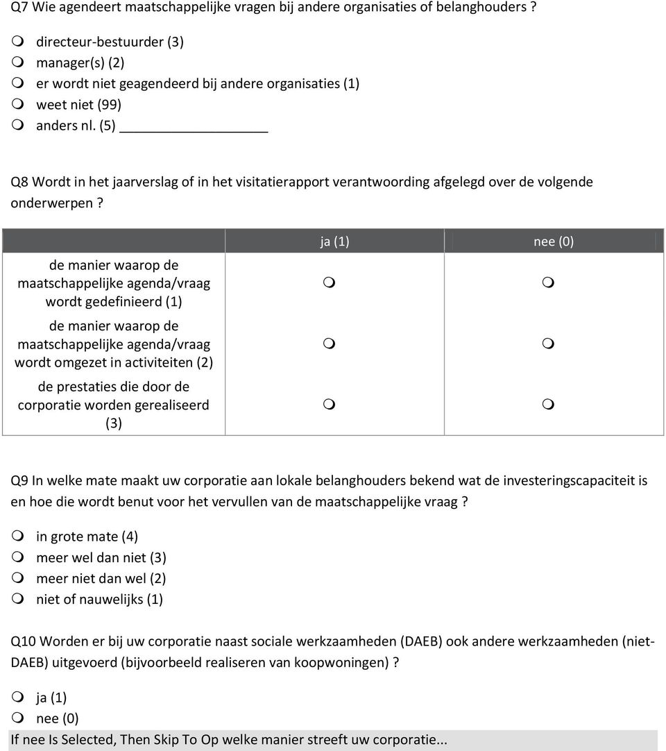 (5) Q8 Wordt in het jaarverslag of in het visitatierapport verantwoording afgelegd over de volgende onderwerpen?