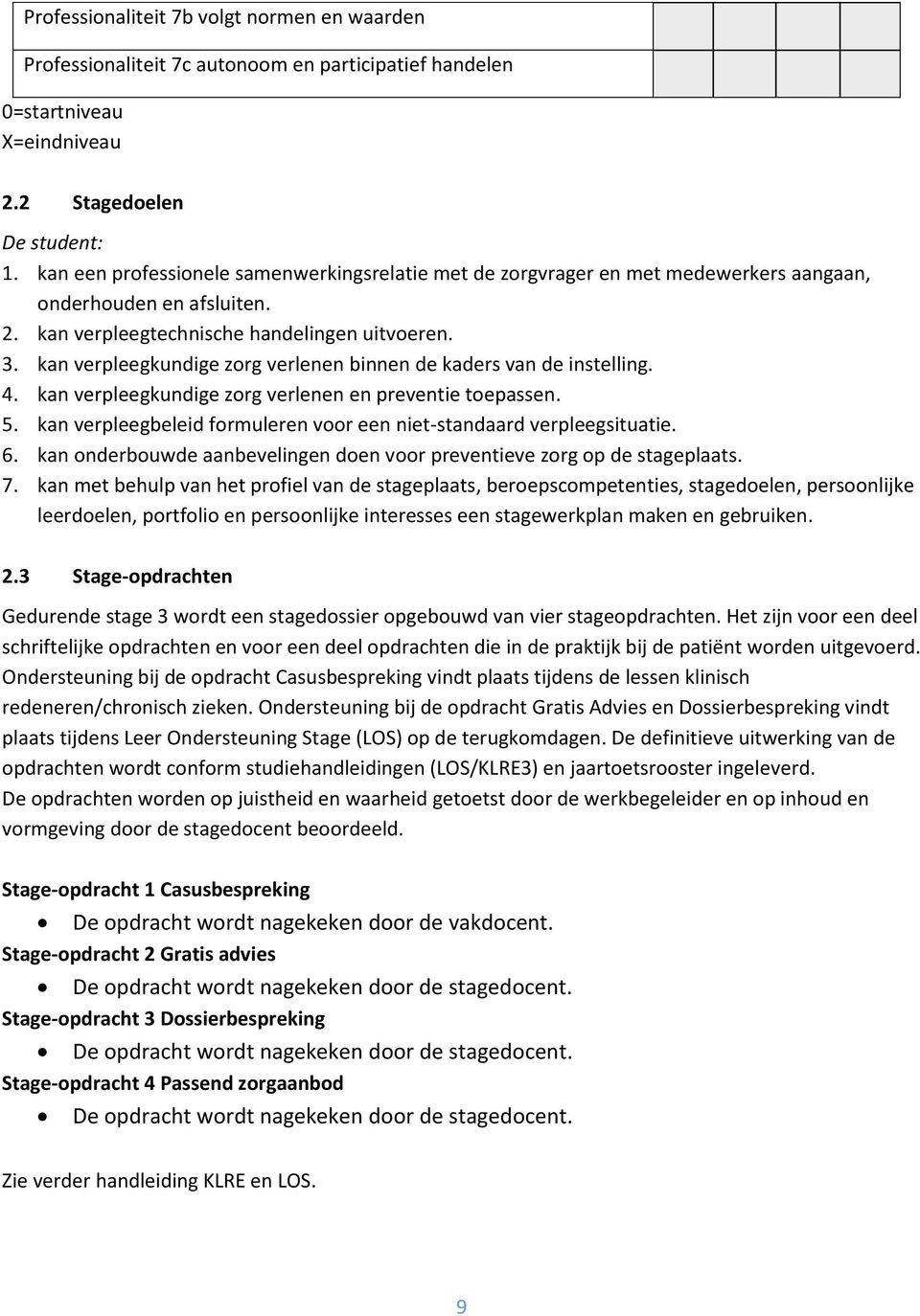 kan verpleegkundige zorg verlenen binnen de kaders van de instelling. 4. kan verpleegkundige zorg verlenen en preventie toepassen. 5.