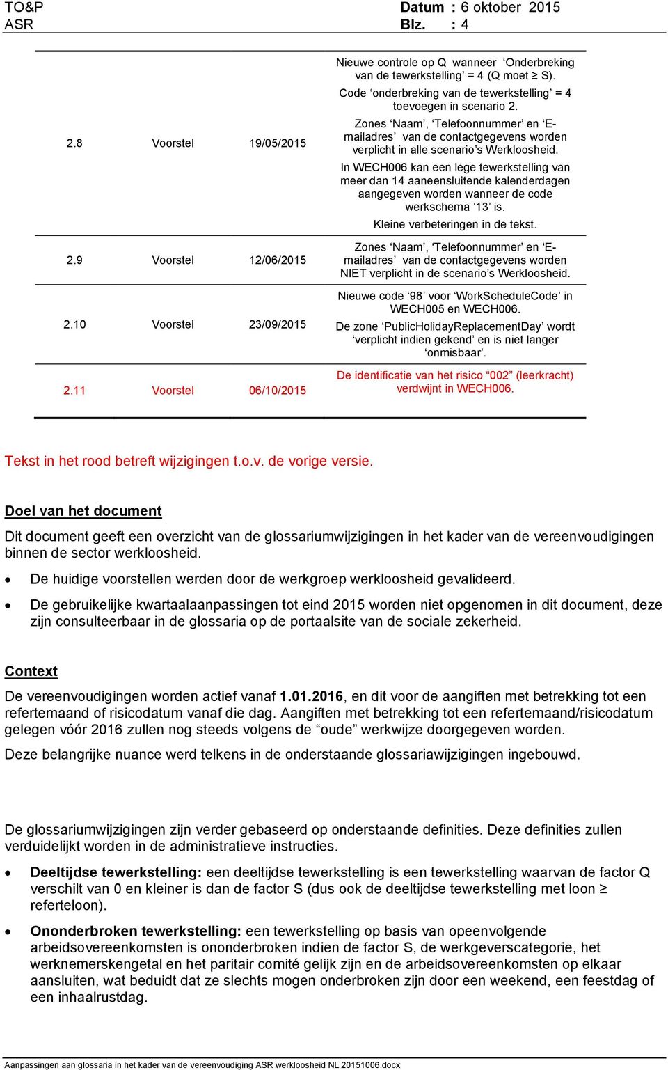 In WECH006 kan een lege tewerkstelling van meer dan 14 aaneensluitende kalenderdagen aangegeven worden wanneer de code werkschema 13 is. Kleine verbeteringen in de tekst.