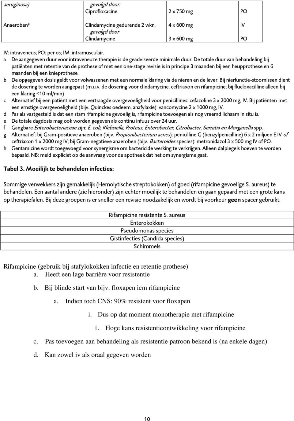 De totale duur van behandeling bij patiënten met retentie van de prothese of met een one-stage revisie is in principe 3 maanden bij een heupprothese en 6 maanden bij een knieprothese.