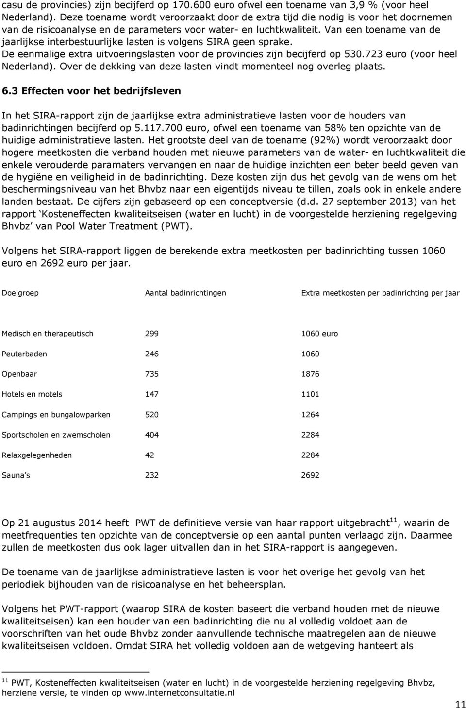 Van een toename van de jaarlijkse interbestuurlijke lasten is volgens SIRA geen sprake. De eenmalige extra uitvoeringslasten voor de provincies zijn becijferd op 530.723 euro (voor heel Nederland).