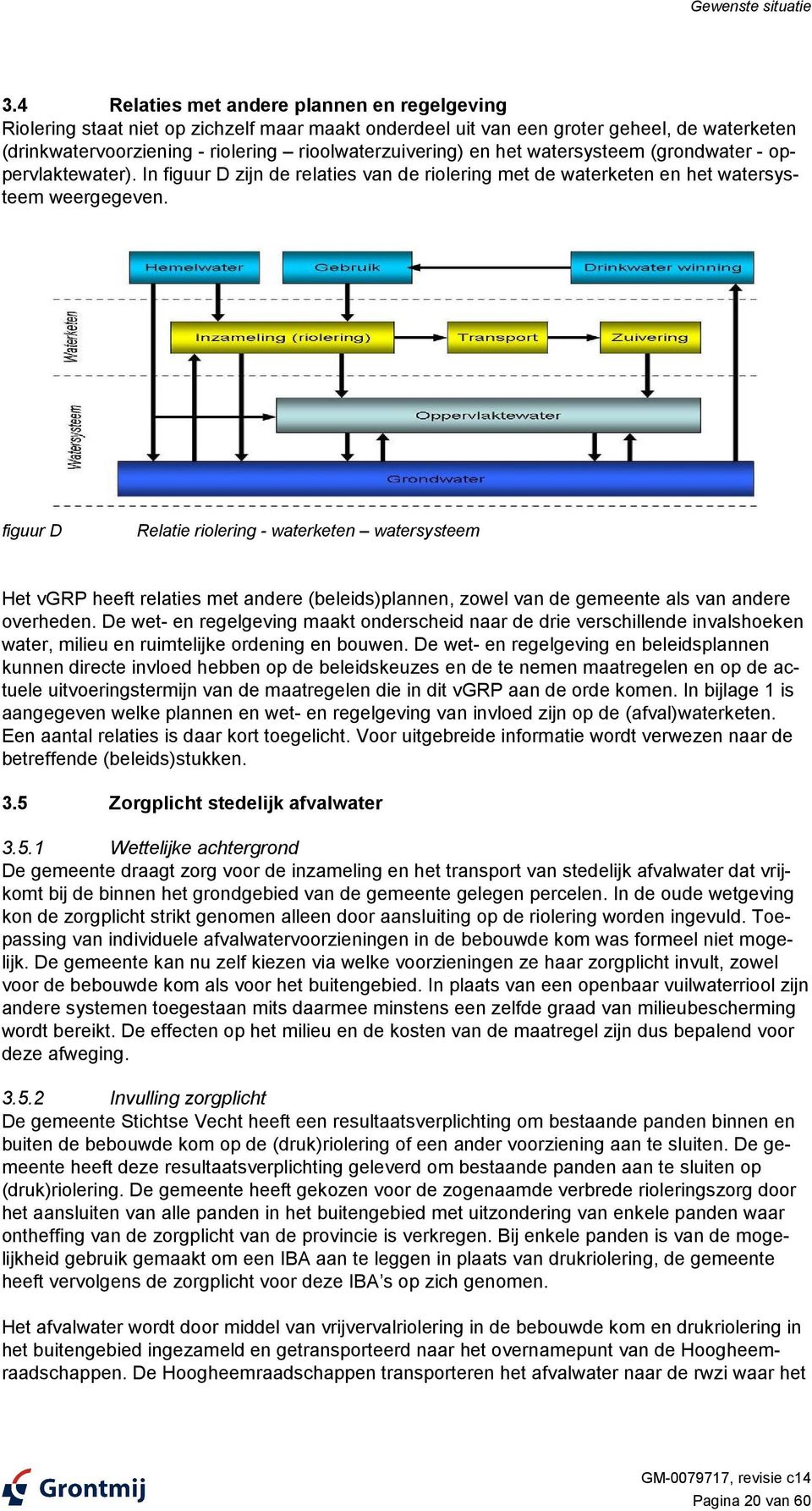 het watersysteem (grondwater - oppervlaktewater). In figuur D zijn de relaties van de riolering met de waterketen en het watersysteem weergegeven.