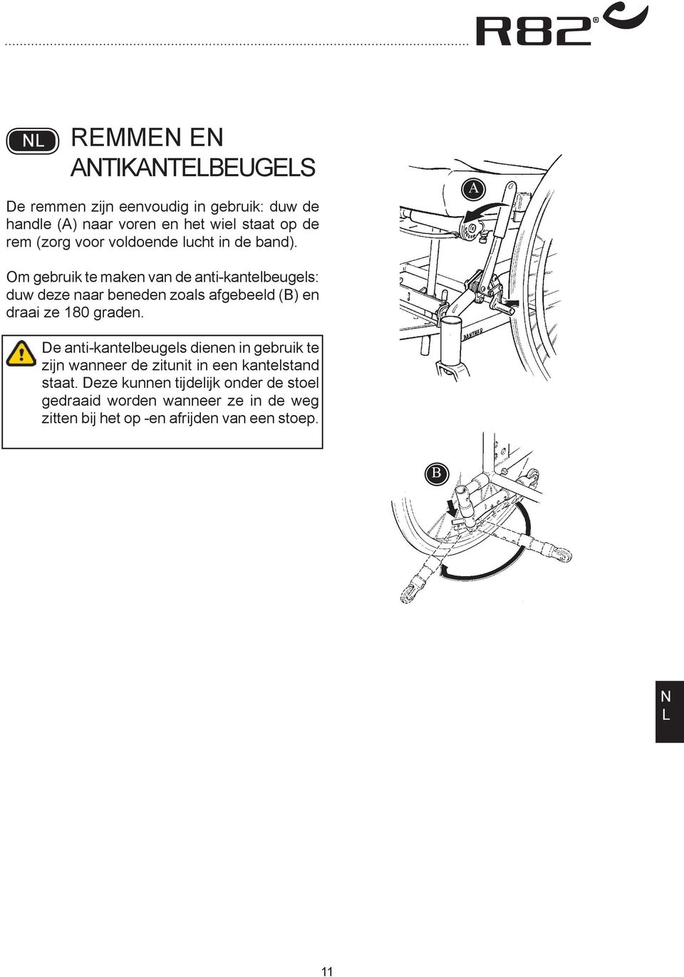 Om gebruik te maken van de anti-kantelbeugels: duw deze naar beneden zoals afgebeeld () en draai ze 180 graden.