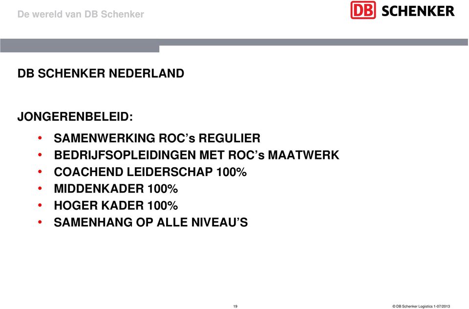 LEIDERSCHAP 100% MIDDENKADER 100% HOGER KADER 100%