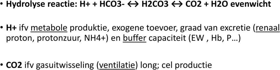 (renaal proton, protonzuur, NH4+) en buffer capaciteit (EW,