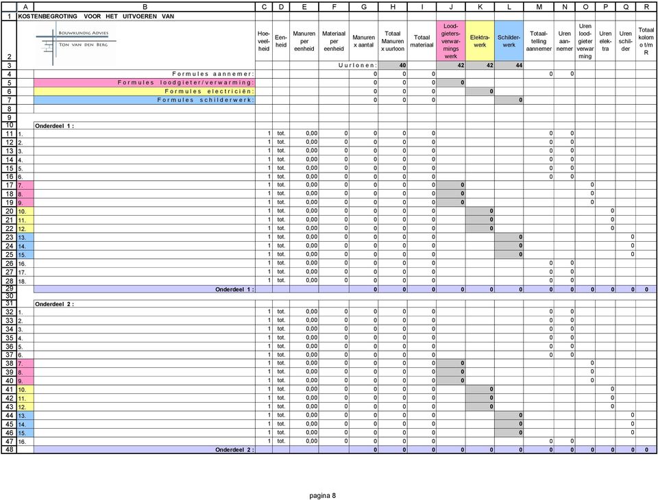 o r m u l e s l o o d g i e t e r / v e r w a r m i n g : F o r m u l e s e l e c t r i c i ë n : F o r m u l e s s c h i l d e r w e r k : Onderdeel 1 : 1. 1 tot., 2. 1 tot., 3. 1 tot., 4. 1 tot., 5.