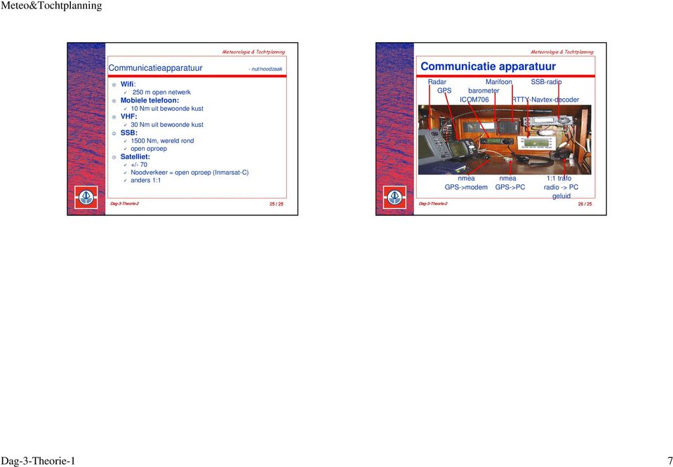 open oproep Satelliet: +/- 70 Noodverkeer = open oproep (Inmarsat-C) anders 1:1 Communicatie