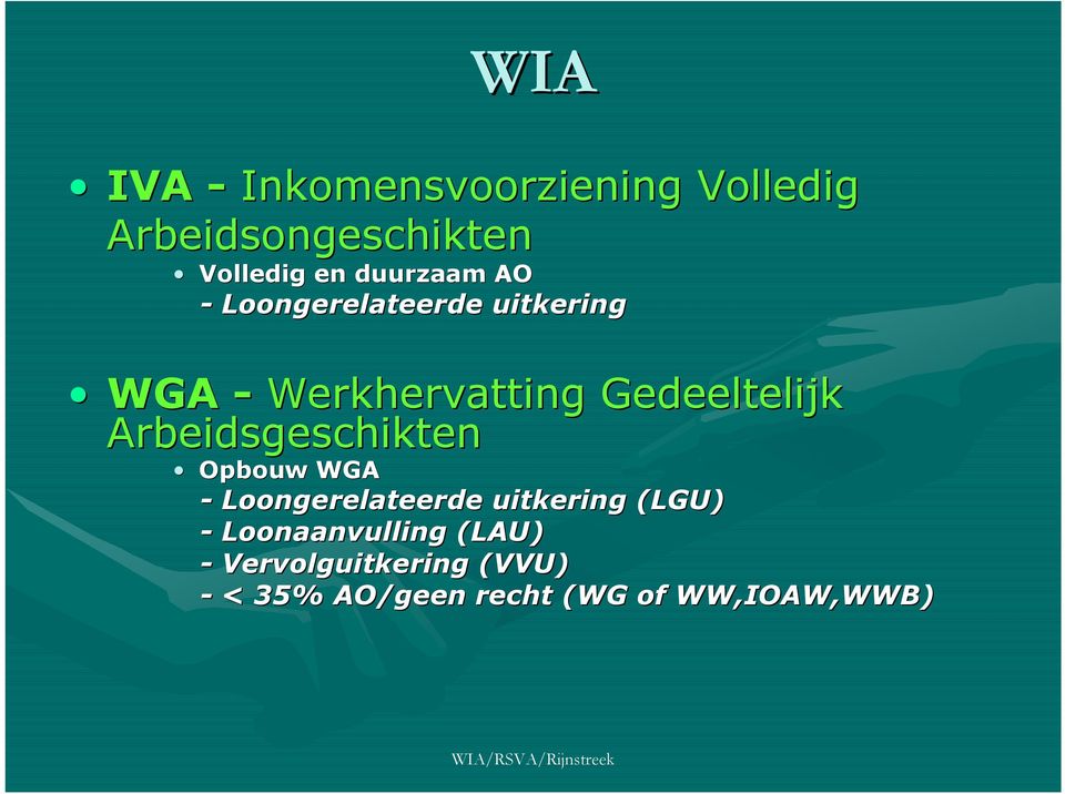 Arbeidsgeschikten Opbouw WGA - Loongerelateerde uitkering (LGU( LGU) -