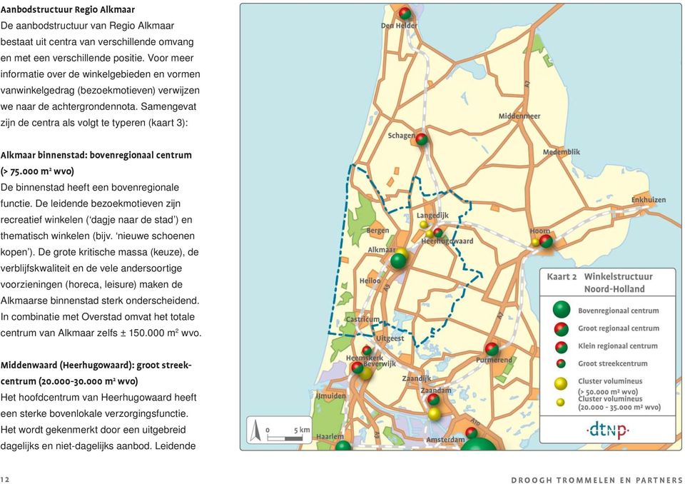 Samengevat zijn de centra als volgt te typeren (kaart 3): Alkmaar binnenstad: bovenregionaal centrum (> 75.000 m 2 wvo) De binnenstad heeft een bovenregionale functie.