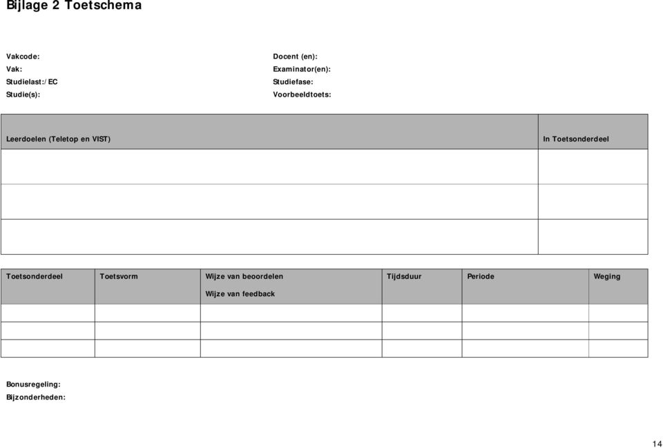 en VIST) In Toetsonderdeel Toetsonderdeel Toetsvorm Wijze van