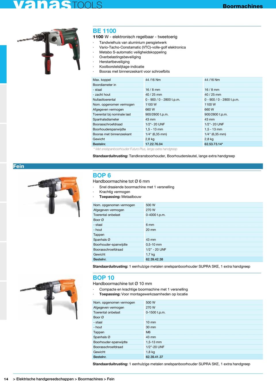 koppel 44 /16 Nm 44 /16 Nm Boordiameter in - staal 16 / 8 mm 16 / 8 mm - zacht hout 40 / 25 mm 40 / 25 mm Nullasttoerental 0-900 / 0-2800 t.p.m. 0-900 / 0-2800 t.p.m. Nom.