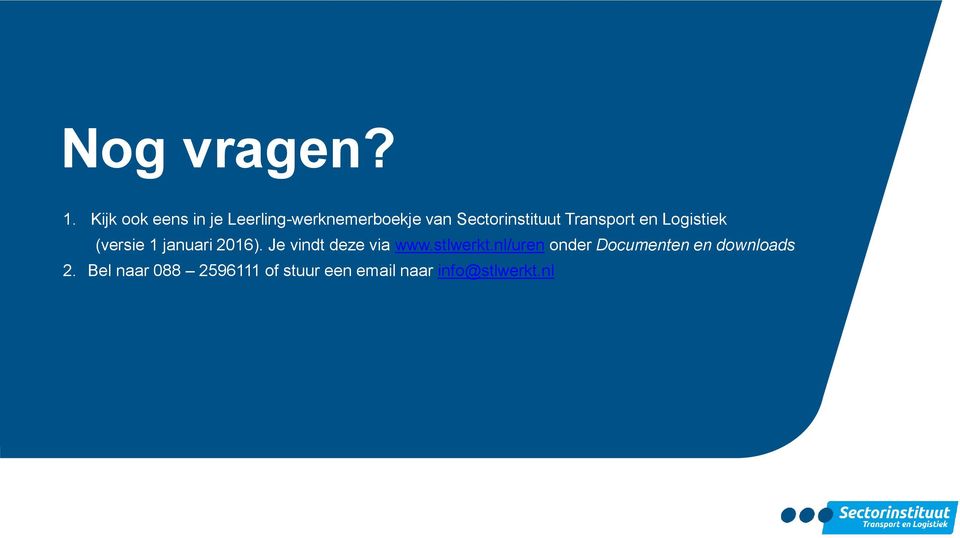Transport en Logistiek (versie 1 januari 2016).