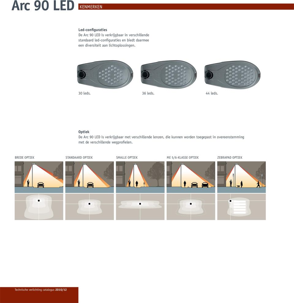 De Arc 90 LED is verkrijgbaar met verschillende lenzen, die kunnen worden toegepast in overeenstemming met de