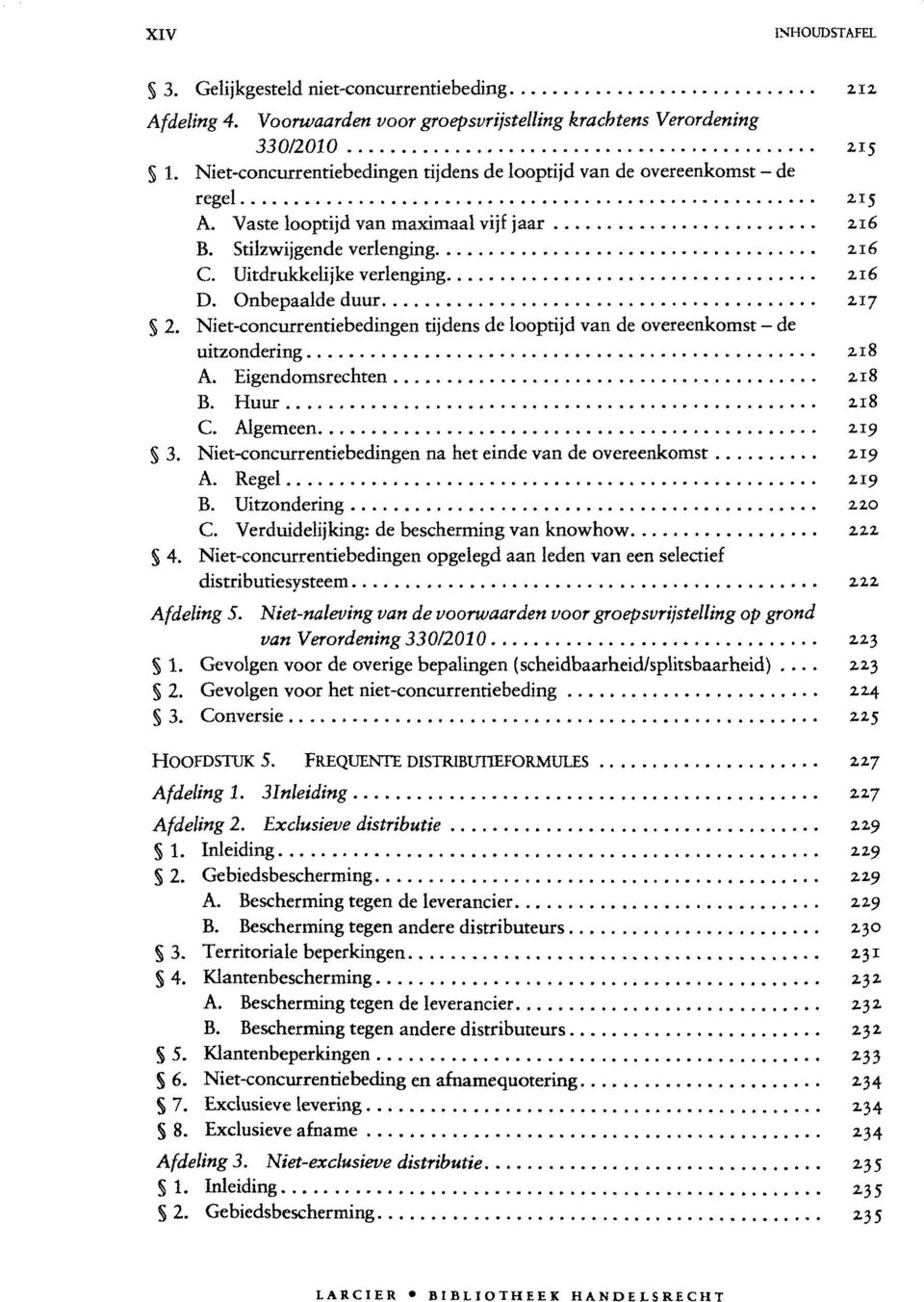 Niet-concurrentiebedingen tijdens de looptijd van de overeenkomst - de uitzondering A. Eigendomsrechten B. Huur C. Algemeen 3. na het einde van de overeenkomst A. Regel B. Uitzondering 220 C.