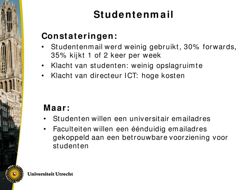 directeur ICT: hoge kosten Maar: Studenten willen een universitair emailadres