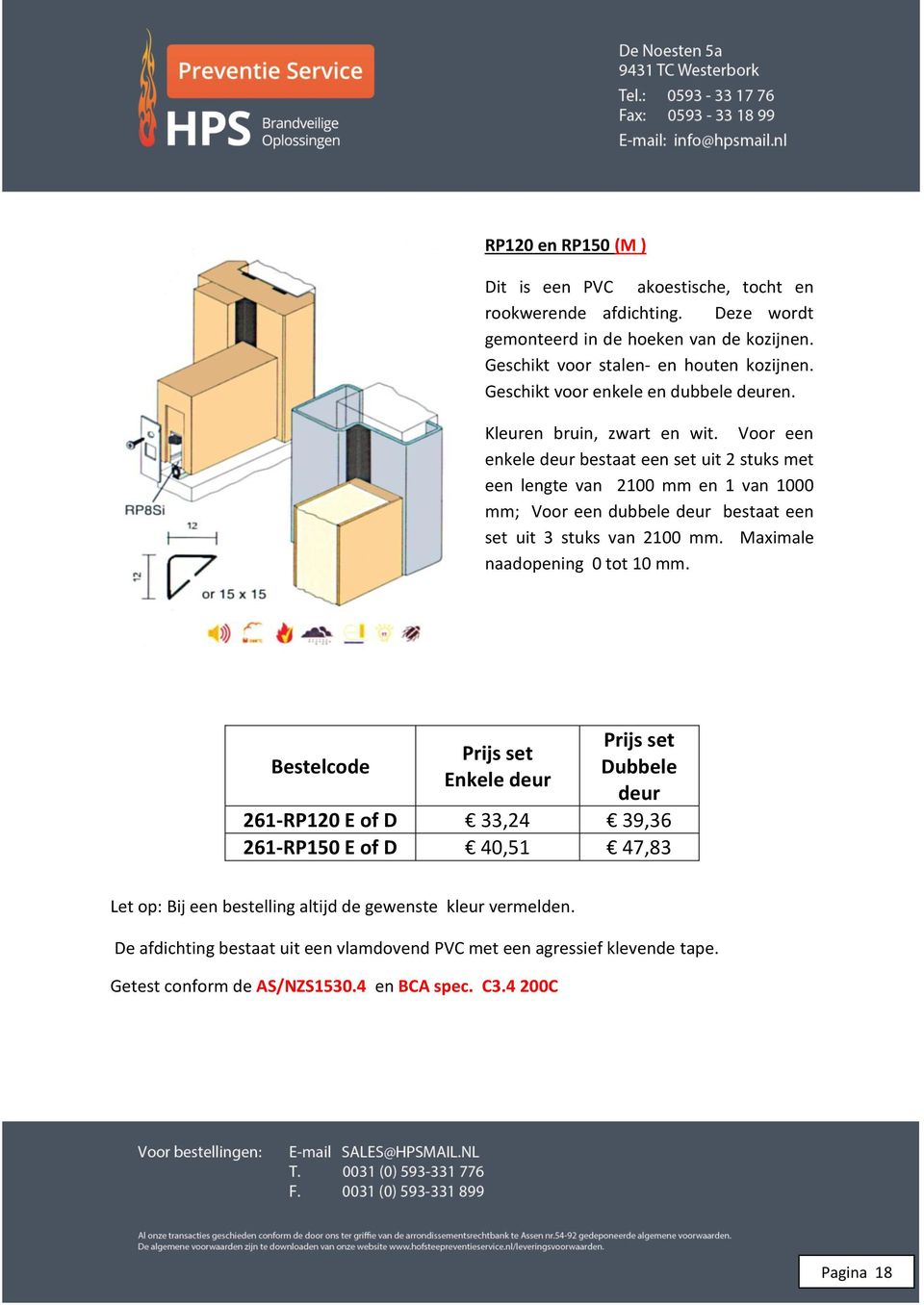 Voor een enkele deur bestaat een set uit 2 stuks met een lengte van 2100 mm en 1 van 1000 mm; Voor een dubbele deur bestaat een set uit 3 stuks van 2100 mm.