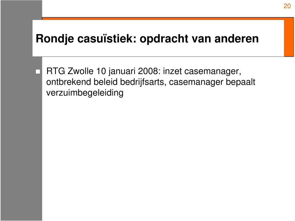 inzet casemanager, ontbrekend beleid