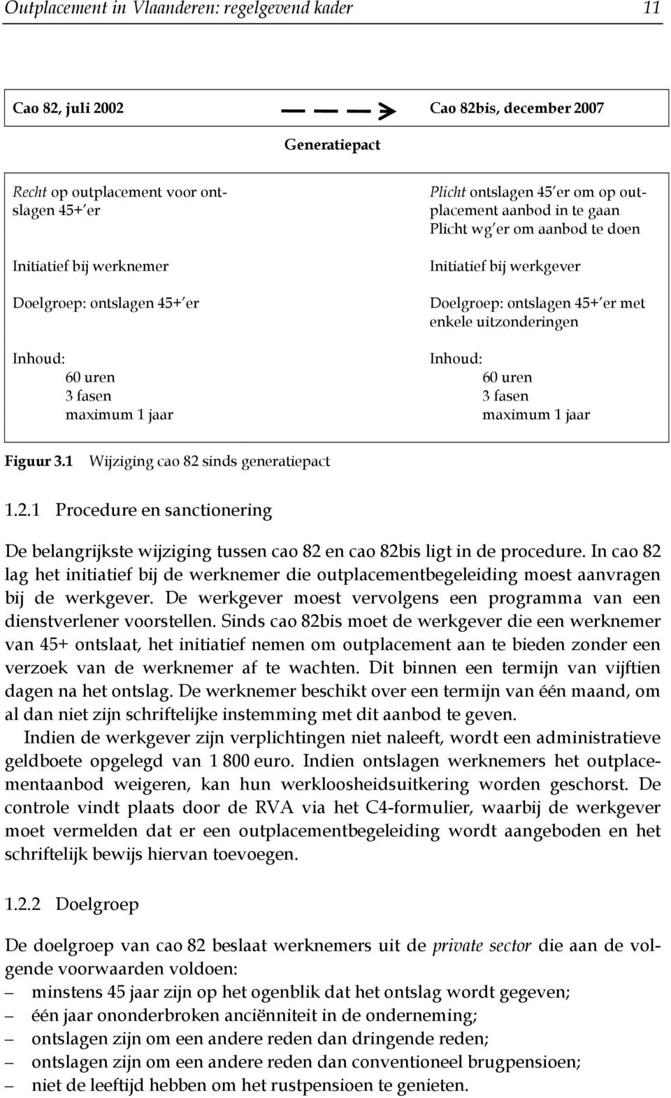 uren 3 fasen 3 fasen maximum 1 jaar maximum 1 jaar Figuur 3.1 Wijziging cao 82 sinds generatiepact 1.2.1 Procedure en sanctionering De belangrijkste wijziging tussen cao 82 en cao 82bis ligt in de procedure.