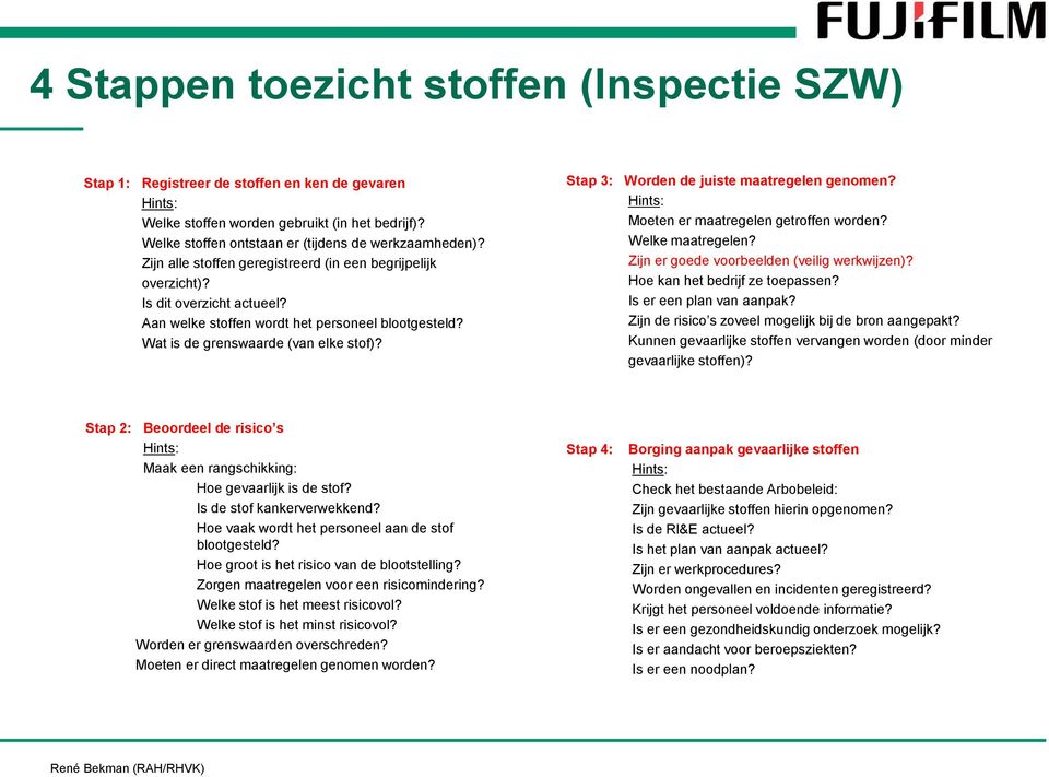 Stap 3: Worden de juiste maatregelen genomen? Hints: Moeten er maatregelen getroffen worden? Welke maatregelen? Zijn er goede voorbeelden (veilig werkwijzen)? Hoe kan het bedrijf ze toepassen?