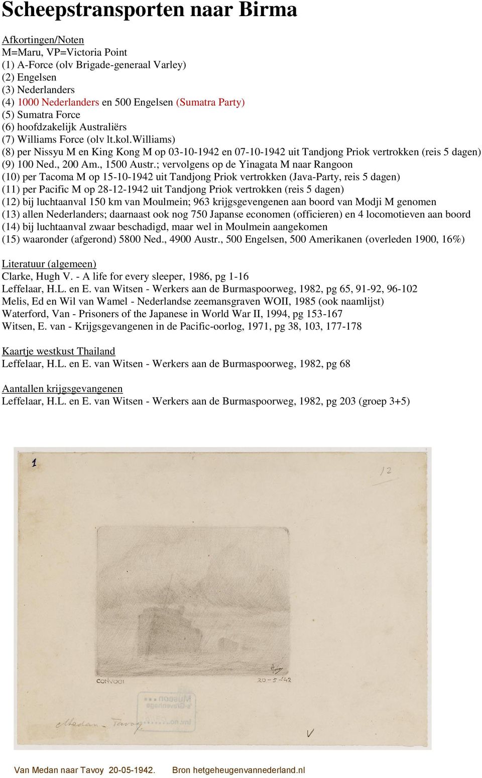 williams) (8) per Nissyu M en King Kong M op 03-10-1942 en 07-10-1942 uit Tandjong Priok vertrokken (reis 5 dagen) (9) 100 Ned., 200 Am., 1500 Austr.