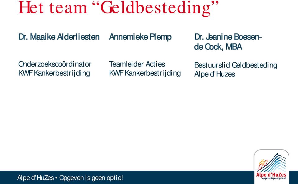Kankerbestrijding Annemieke Plemp Teamleider Acties