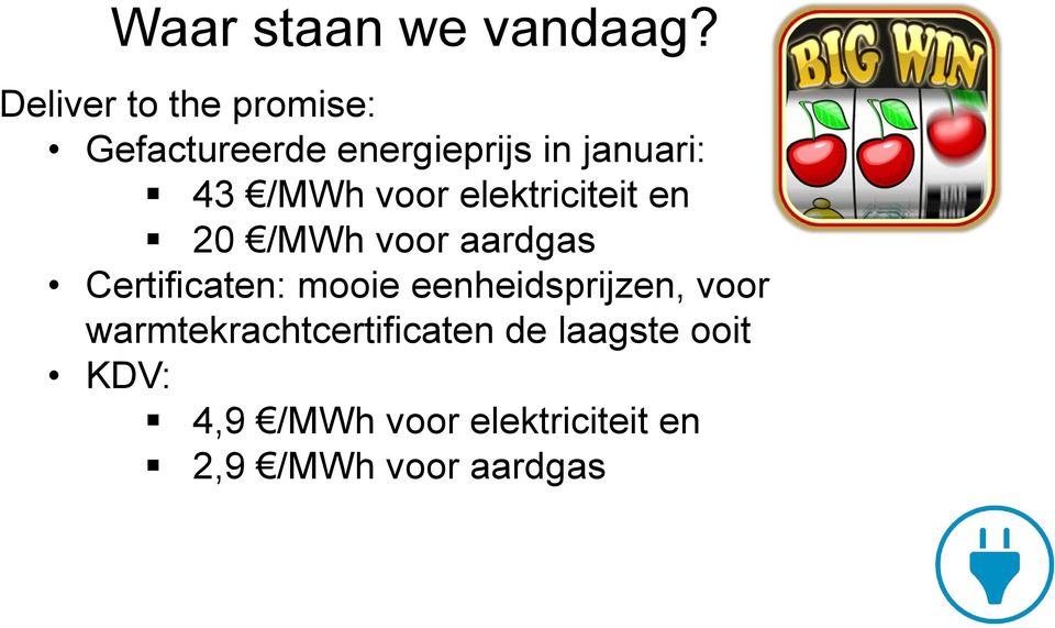 /MWh voor elektriciteit en 20 /MWh voor aardgas Certificaten: mooie