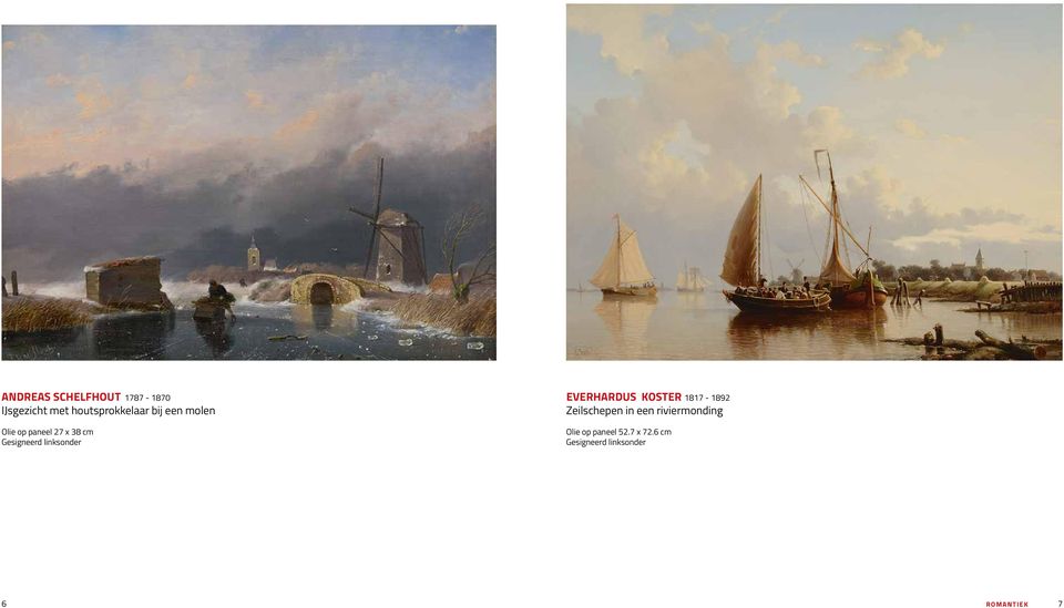 EVERHARDUS KOSTER 1817-1892 Zeilschepen in een riviermonding