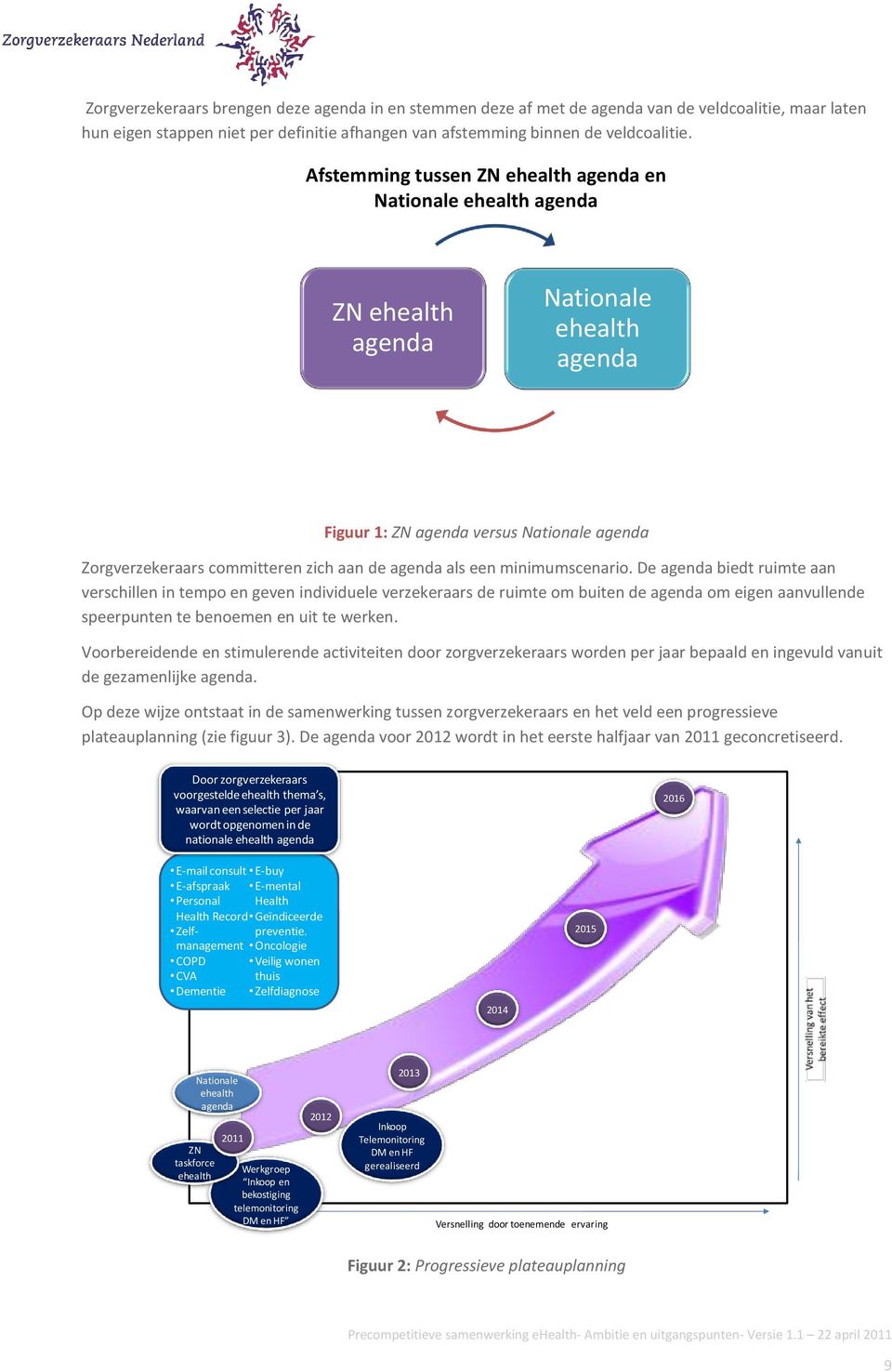 als een minimumscenario. De agenda biedt ruimte aan verschillen in tempo en geven individuele verzekeraars de ruimte om buiten de agenda om eigen aanvullende speerpunten te benoemen en uit te werken.