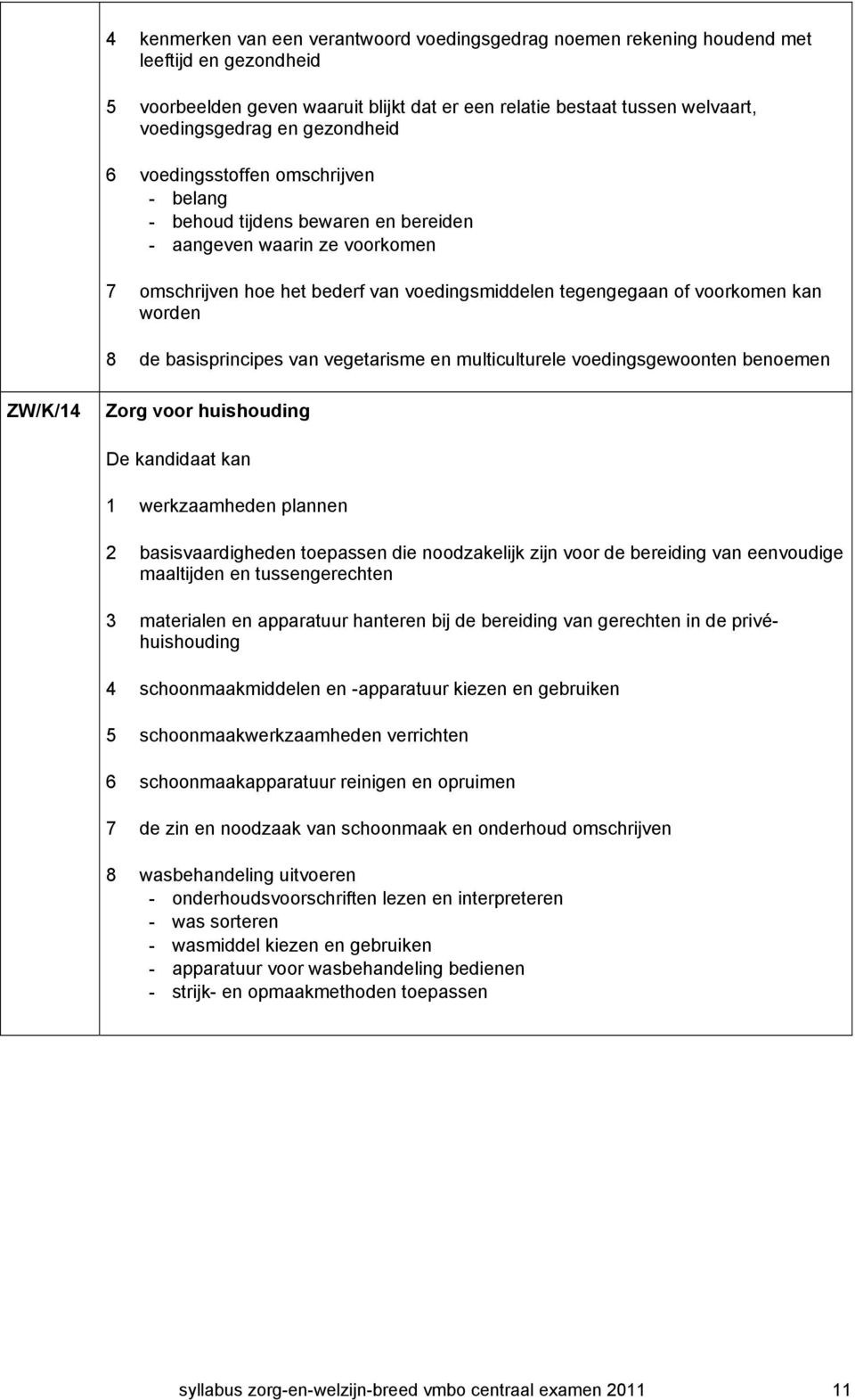 worden 8 de basisprincipes van vegetarisme en multiculturele voedingsgewoonten benoemen ZW/K/14 Zorg voor huishouding 1 werkzaamheden plannen 2 basisvaardigheden toepassen die noodzakelijk zijn voor